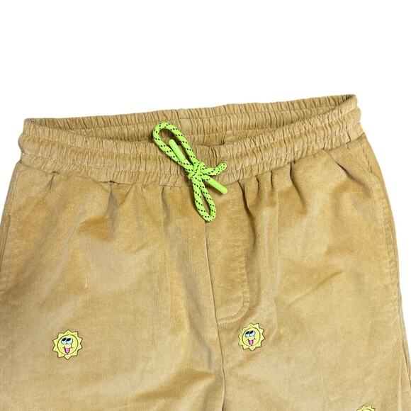 Lazy Oaf Golden Yellow Corduroy Wide Leg Sunshine Embroidered Pants Size 4 - Picture 4 of 9